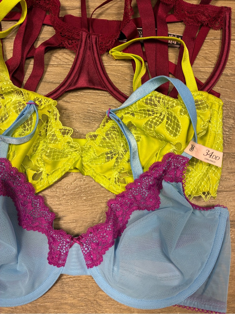 Victoria Secret 2 Underwired Unlined Bras Balconete Low Cut Demi Lace Tease - Picture 3 of 12